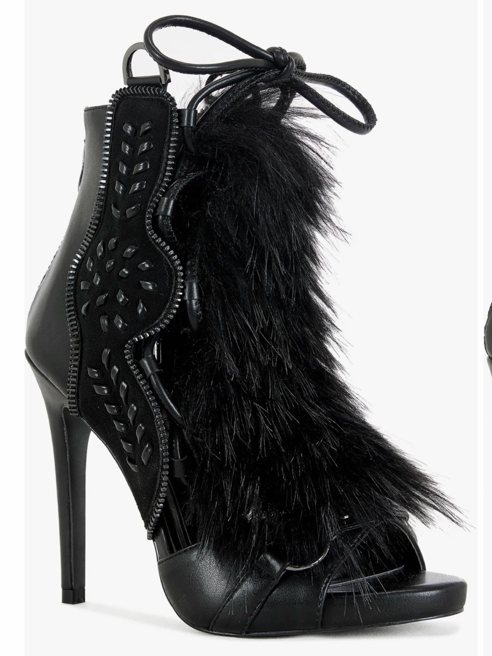 AZALEA WANG  Faux Fur Open Toe Bootie 8.5